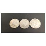 (3) 90% Kennedy Half Dollars