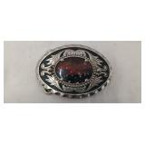 Western style belt buckle with agate stone
