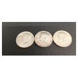 (3) 90% Kennedy Half Dollars
