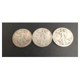 (3) 90% Walking Liberty Half Dollars
