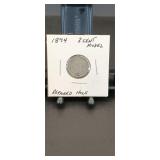 1874 3 Cent Nickel (Repaired Hole)