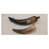 Black powder horn made from cow horn, and