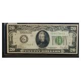 1928 $20 ï¿½Redeemable In Goldï¿½ Green Seal