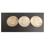 (3) 90% Ben Franklin Half Dollars