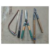 Saw, hedge trimmers, loppers, machete