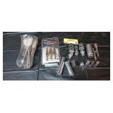 Spade drill bits, step bits, assorted sockets and
