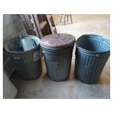 3- Metal Trash Cans