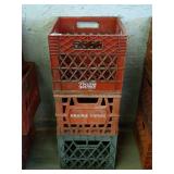 2- Prairie Farms Milk Crates, 1- Plastic Crate