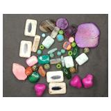 Gemstone beads, gemstone pieces, palm stone
