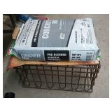 Concrete mix, wire crate