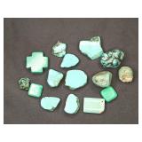 Turquoise beads and chunks, pre drilled