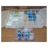 Glass beads, storage containers