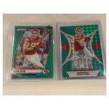 (2) Green Prizm Travis Kelce Football Cards