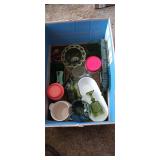 Green Indiana glass dishes, misc. Glass dishes