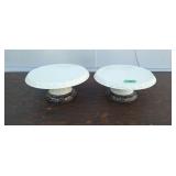 Pair of ceramic cake pedestal stands