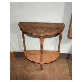 Vintage Half Round Console Table with Shelf