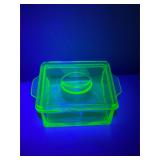 Vintage Hazel Atlas Uranium Glass Freezer Dish