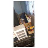 Plastic organizer and assorted office supplies