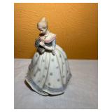 Porcelain Lady with Cat music Box 7.5'