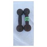 Pair of cast iron dumbbells 6' long
