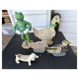 Frog Statue 17', wood Duck and Goose Cutouts