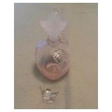 Pink Crackle Glass Perfume Bottle with Stopper 5'