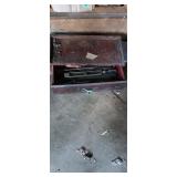 Wood box with drawer of assorted files and rasps