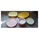 Assortment of texas ware dishes, plates, platters,