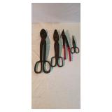4 Metal shears 16' to 7' , crescent, wiss, porter