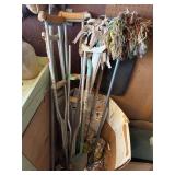 Aluminum Crutches, mops , Shovel