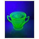 Federal Uranium Glass Georgian sugar bowl