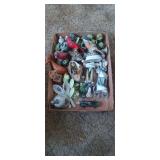 Ceramic figurines, cast iron wood pecker decor,