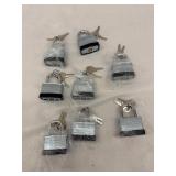 8-Hardened Padlocks with with keys all keyed alike