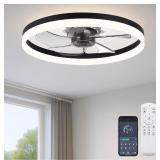 Ceiling Fan with Light, 6 Speeds, Dimmable LED