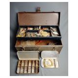 Vintage metal tackle box w/ vintage fishing tackle
