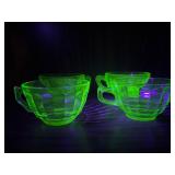 4 - Uranium glass teacups