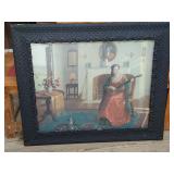 Antique Print in Wood Ornate Frame 35'x29'