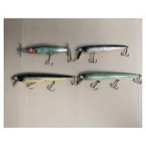 4 vintage Heddon fishing lures