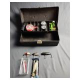 Vintage old pal poly tackle box with vintage lures