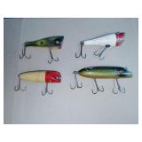(4) Vintage wooden fishing lures