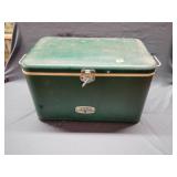 Green metal shell thermos brand cooler
