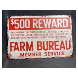 Farm Bureau member service sign $500 Reward sign