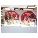 Pair of vintage L&M cigarette cardboard signs