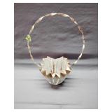 Twisted and crimped metal flower hanging basket