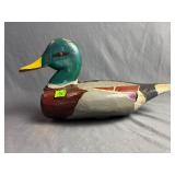 Hand-painted wooden mallard duck decoy