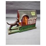 Donkey and barn themed cast iron coin bank