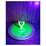 Vintage Green Handled Glass Server 10.5'