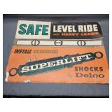 Vintage 2 sided paper sign for delco shocks