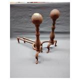 Pair of metal fireplace andirons 16.75' tall