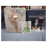 3 female pinup lithographs, sundblom, D'Ancona,